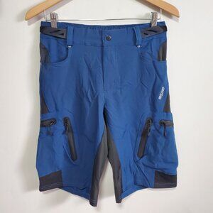 ARSUXEO Mountain Biking MTB 12.5" Cargo Shorts Cycling Stretch Navy Men's Small